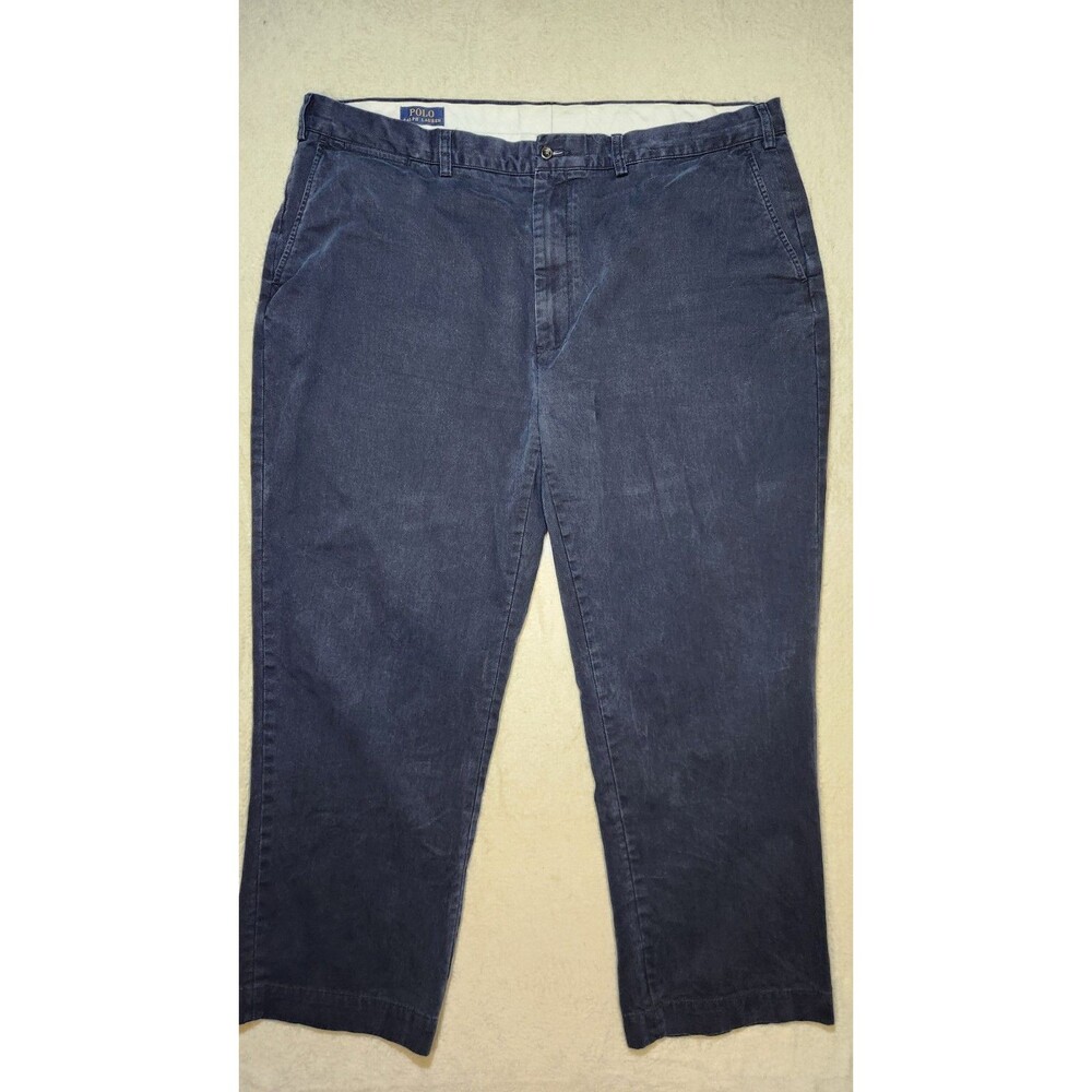 Polo Ralph Lauren Men's 44 Chino Pants Navy Flat Front Relaxed Fit Cotton